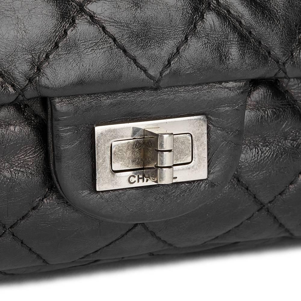 2007 Chanel Black Metallic Quilted Calfskin 2.55 Reissue 226 Double Flap Bag  1