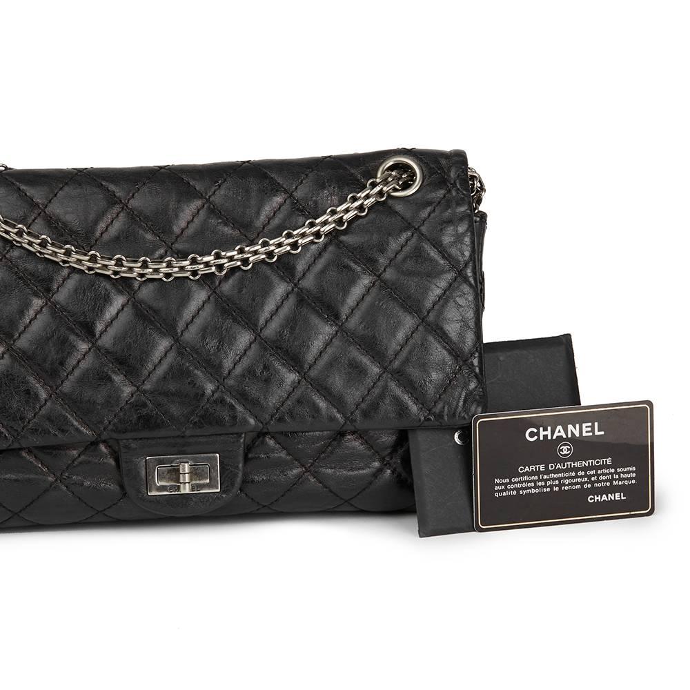 2007 Chanel Black Metallic Quilted Calfskin 2.55 Reissue 226 Double Flap Bag  5