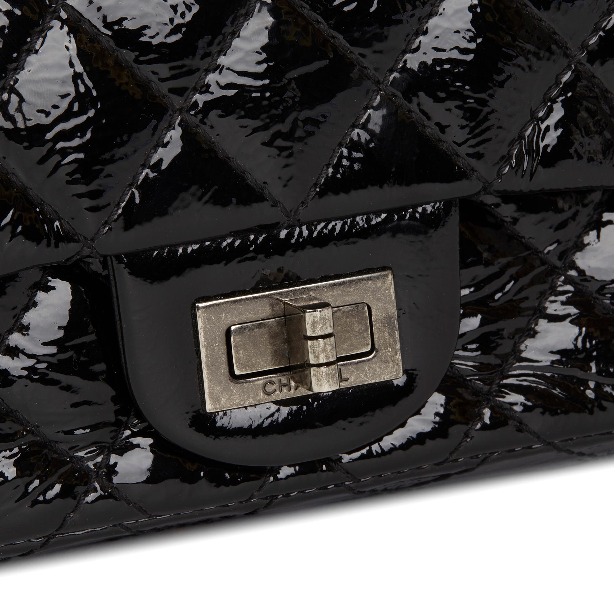 2007 Chanel Black Quilted Aged Patent Leather 2.55 Reissue Clutch 2