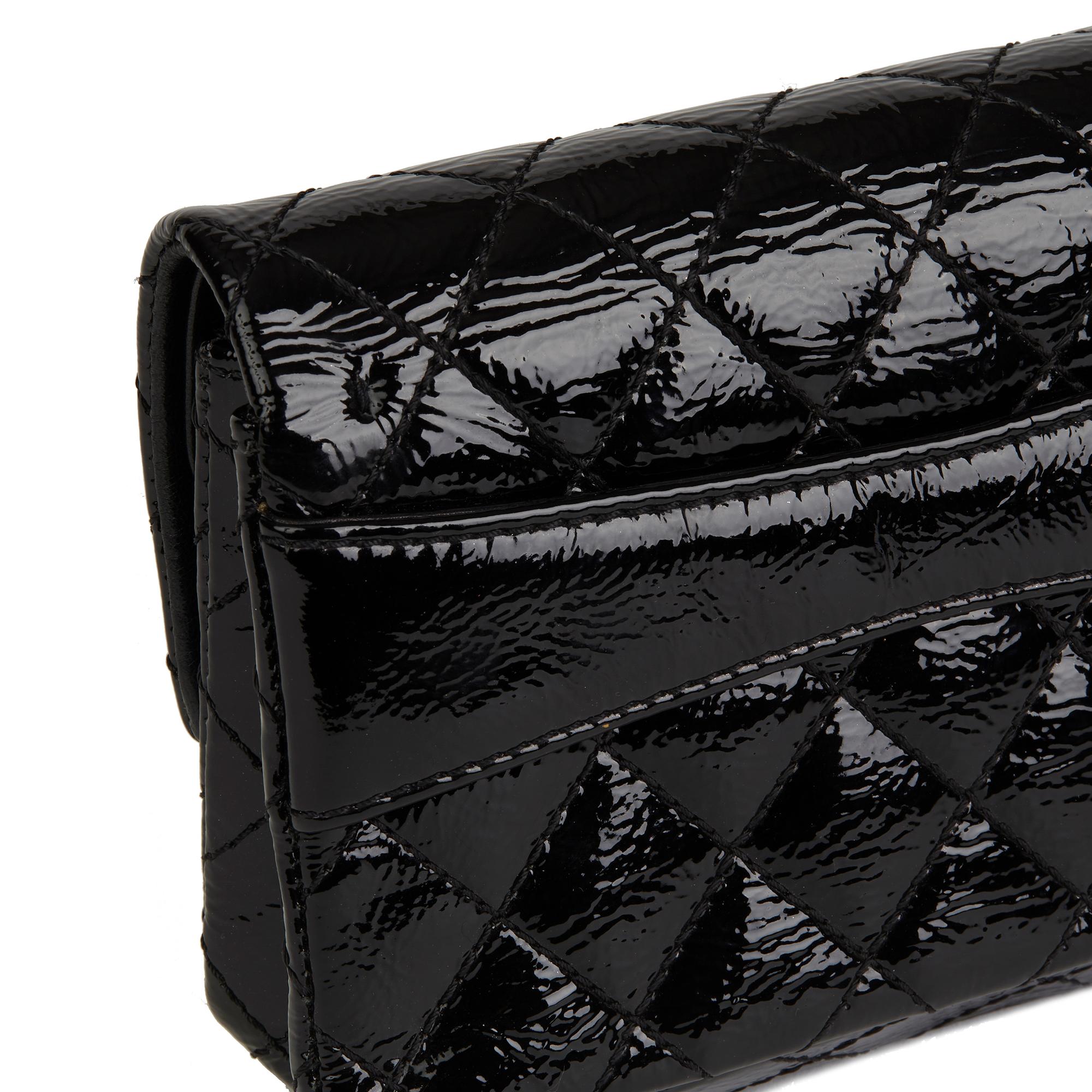 2007 Chanel Black Quilted Aged Patent Leather 2.55 Reissue Clutch 3
