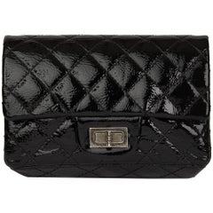 2007 Chanel Black Quilted Aged Patent Leather 2.55 Reissue Clutch