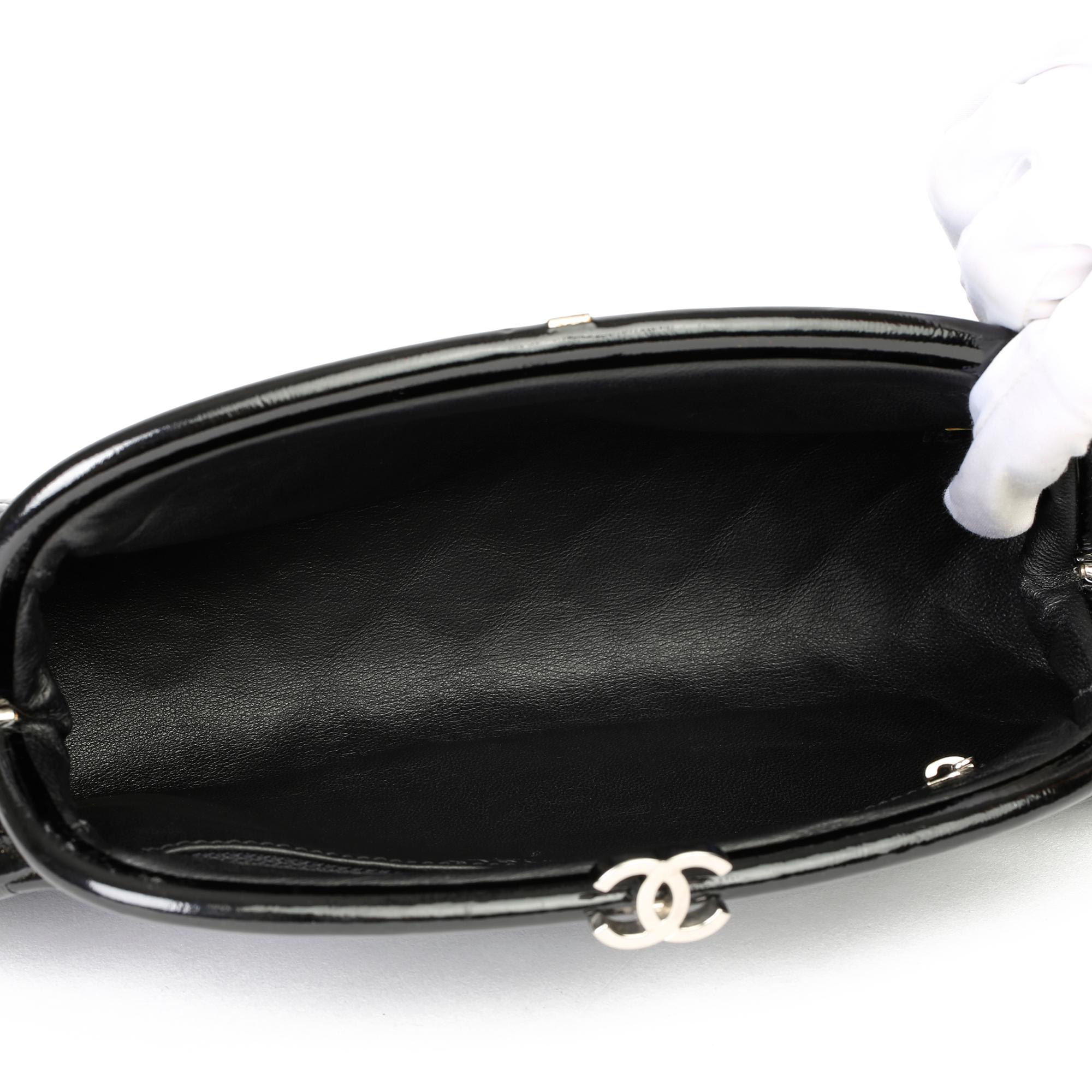 2007 Chanel Black Quilted Aged Patent Leather Timeless Clutch 6
