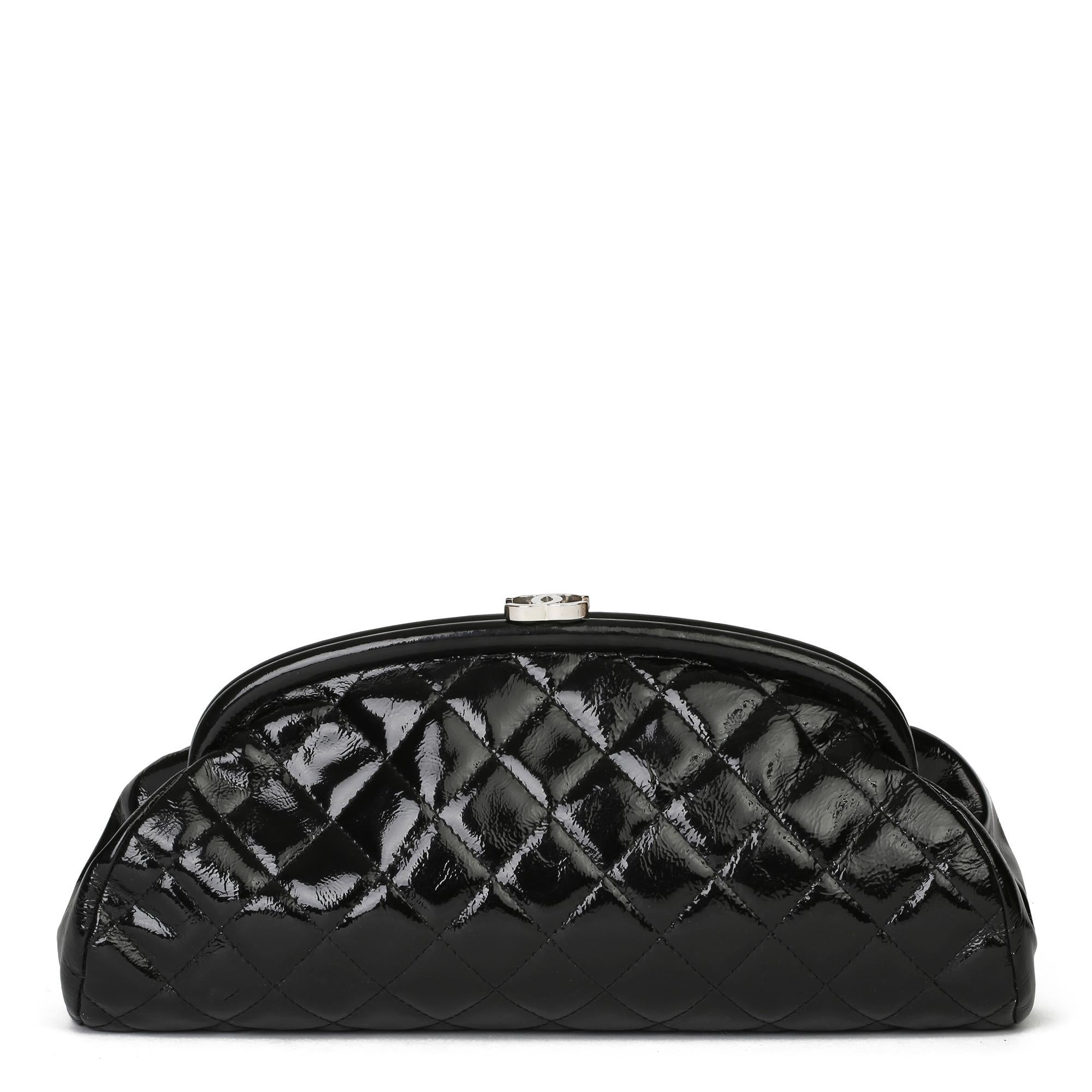 2007 Chanel Black Quilted Aged Patent Leather Timeless Clutch 1