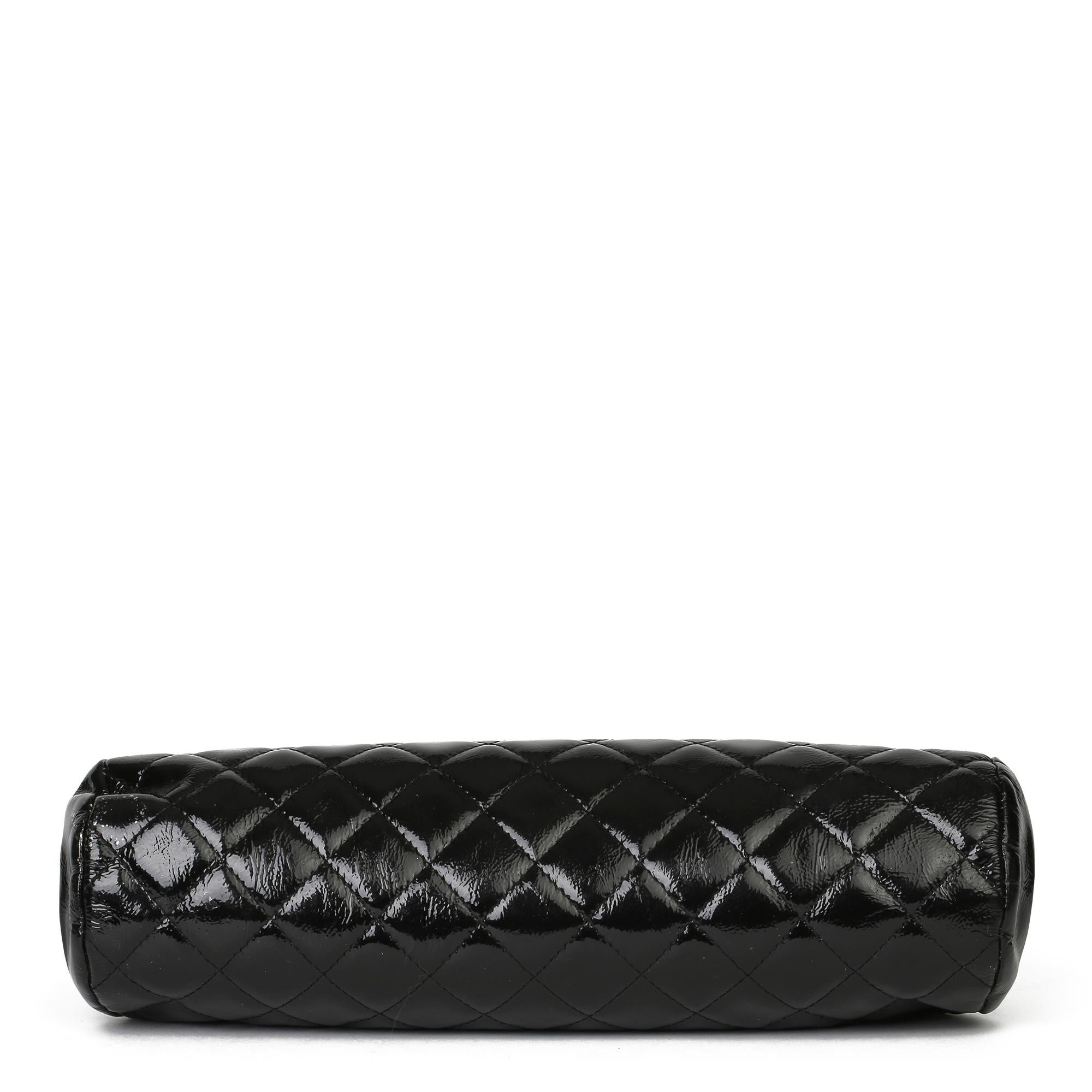 2007 Chanel Black Quilted Aged Patent Leather Timeless Clutch 2