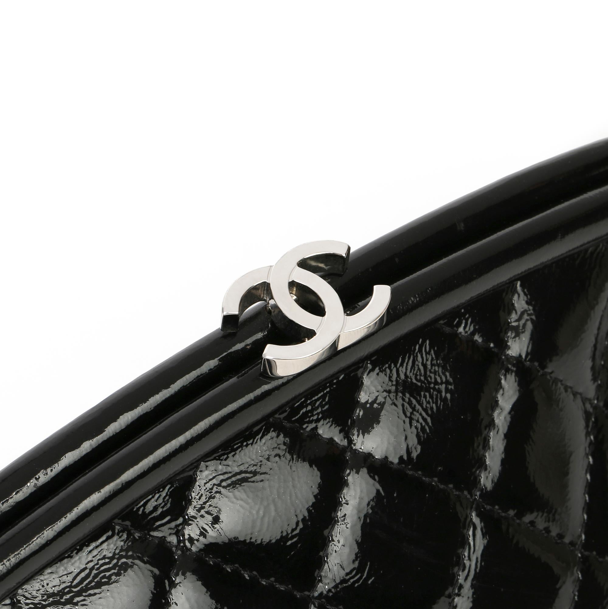 2007 Chanel Black Quilted Aged Patent Leather Timeless Clutch 3