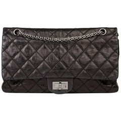 2007 Chanel Black Quilted Metallic Aged Calfskin 2.55 Reissue Double Flap Bag