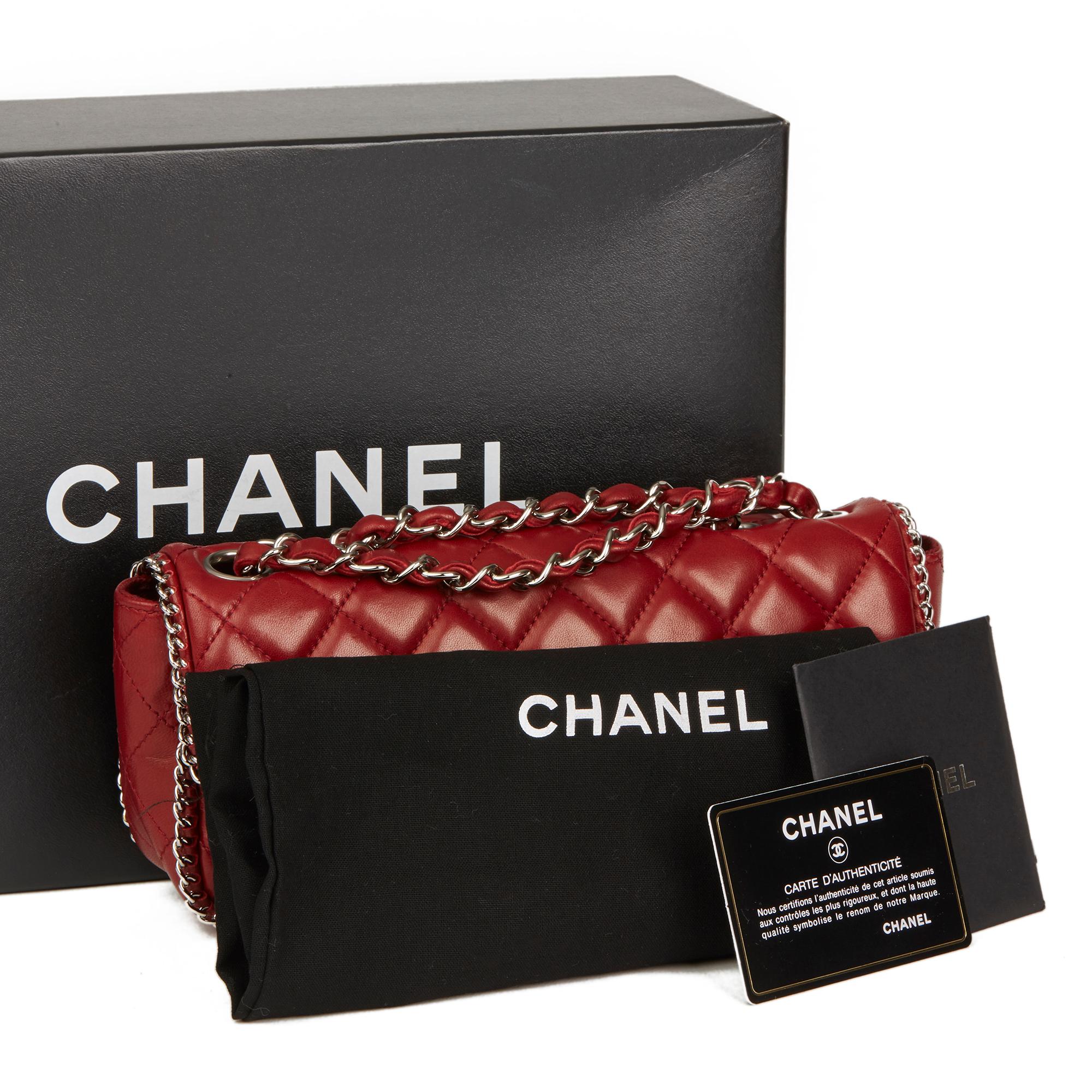 2007 Chanel Burgundy Quilted Lambskin Chain Around East West Classic Single Flap 4