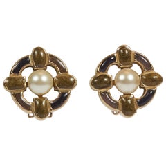 2007 Chanel Enamel Maltese Cross Earrings