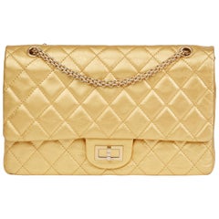 2007 Chanel Gold Quilted Aged Metallic Calfskin 2.55 Reissue 227 Double Flap Bag