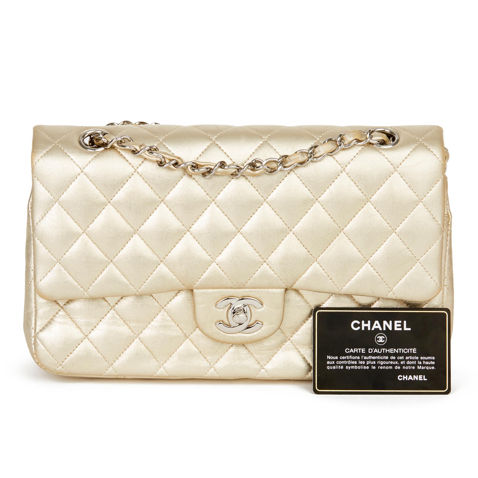 2007 Chanel Gold Quilted Metallic Lambskin Medium Classic Double Flap Bag 6