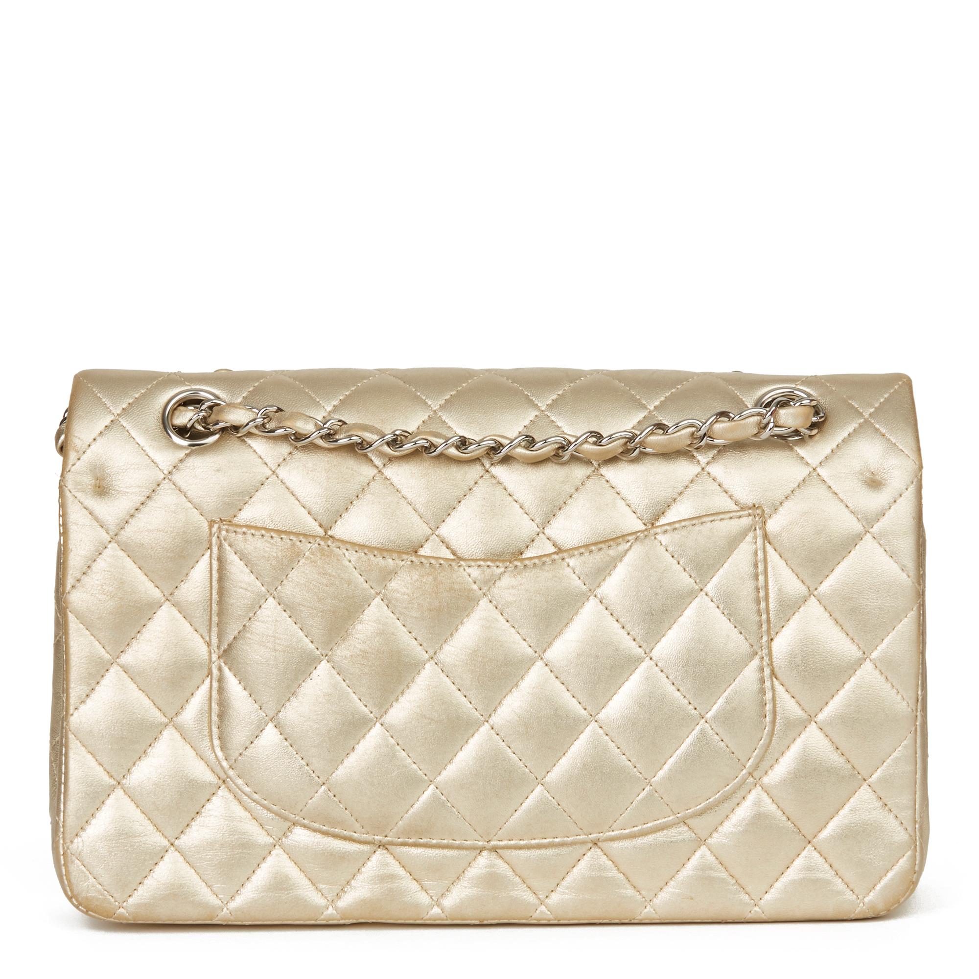 2007 Chanel Gold Quilted Metallic Lambskin Medium Classic Double Flap Bag In Good Condition In Bishop's Stortford, Hertfordshire