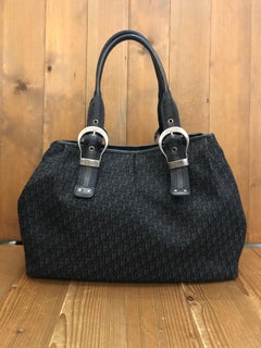 2007 CHRISTIAN DIOR Black Trotter Jacquard Shoulder Bag