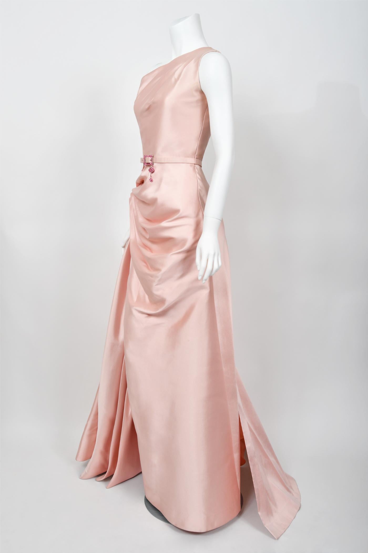 2007 Christian Dior by John Galliano Blush Pink Silk Asymmetric Sculptural Gown 10