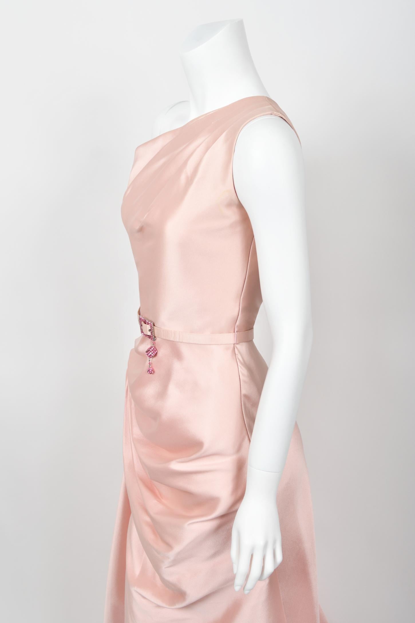 2007 Christian Dior by John Galliano Blush Pink Silk Asymmetric Sculptural Gown 11