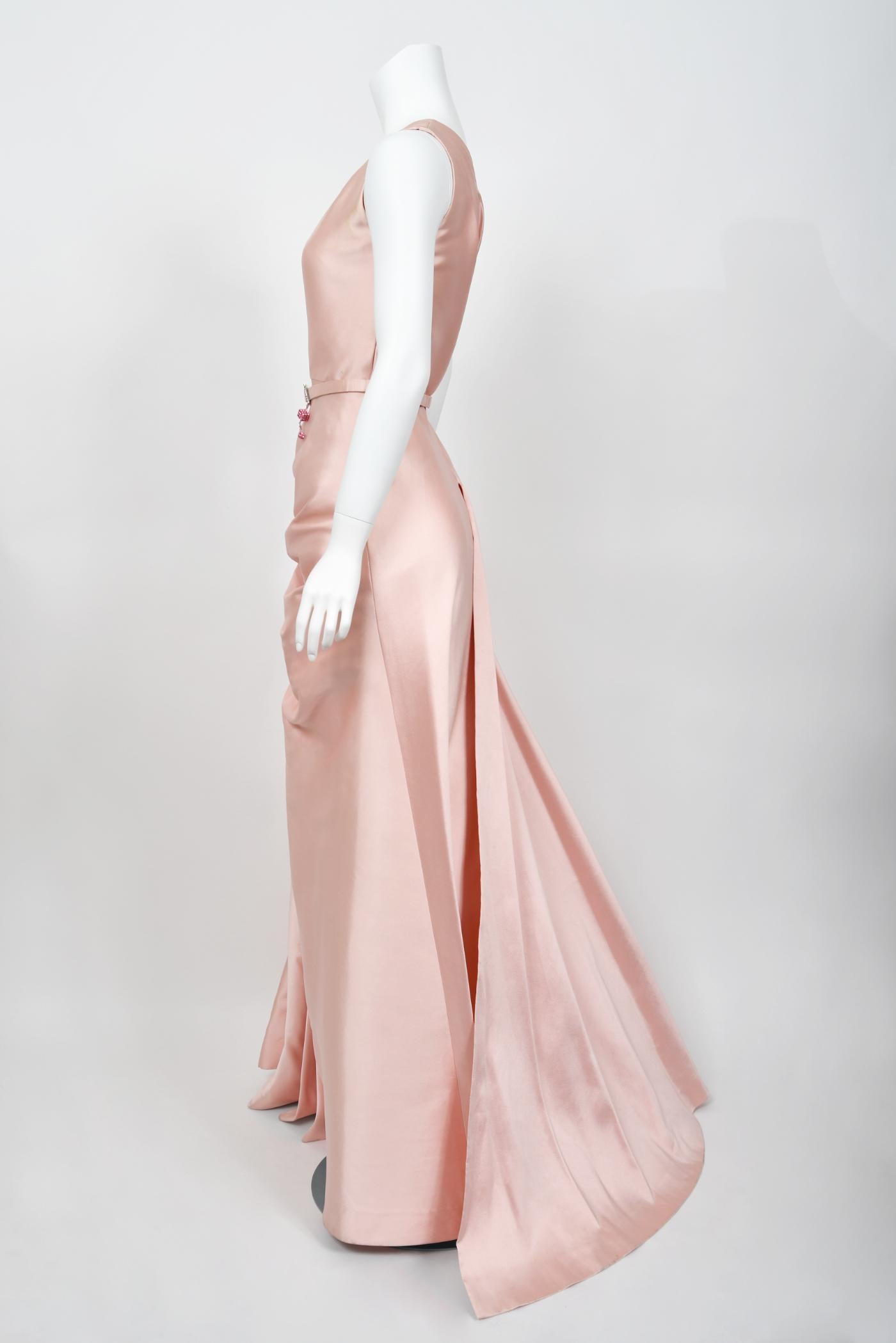 2007 Christian Dior by John Galliano Blush Pink Silk Asymmetric Sculptural Gown 13