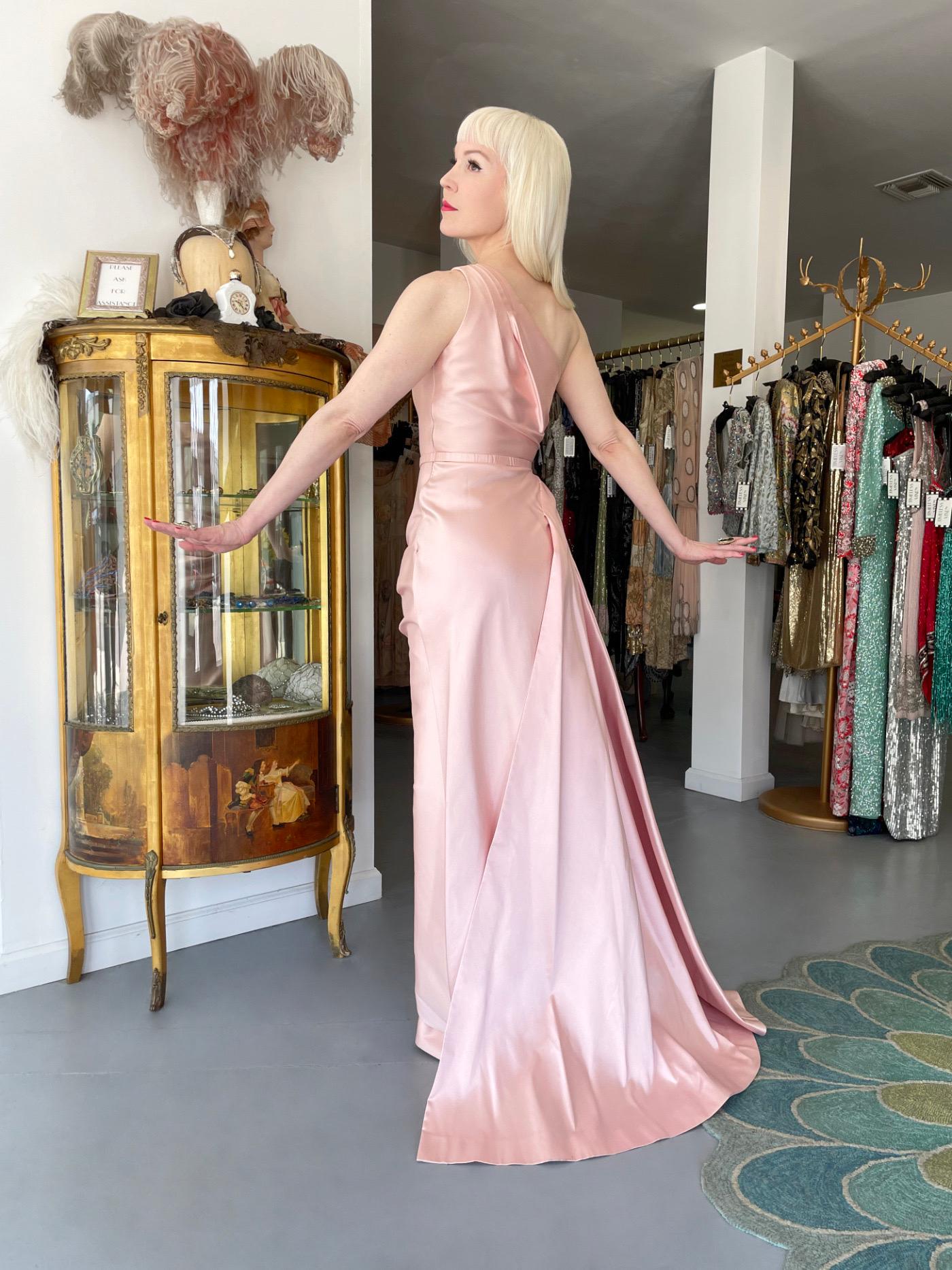 2007 Christian Dior by John Galliano Blush Pink Silk Asymmetric Sculptural Gown 2