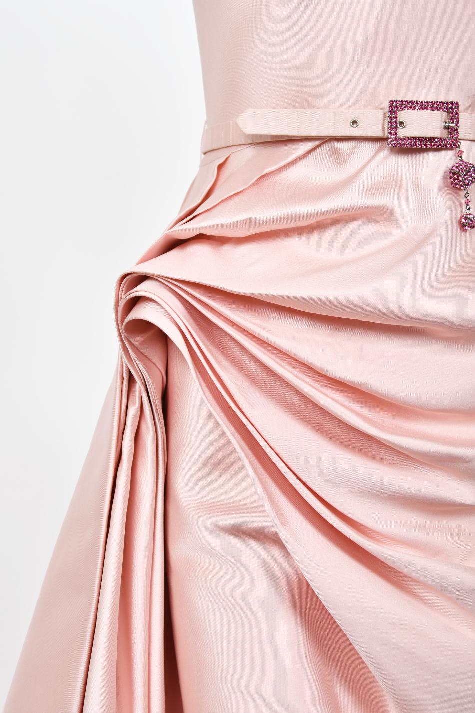 2007 Christian Dior by John Galliano Blush Pink Silk Asymmetric Sculptural Gown 5