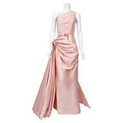 2007 Christian Dior by John Galliano Blush Pink Silk Asymmetric Sculptural Gown 