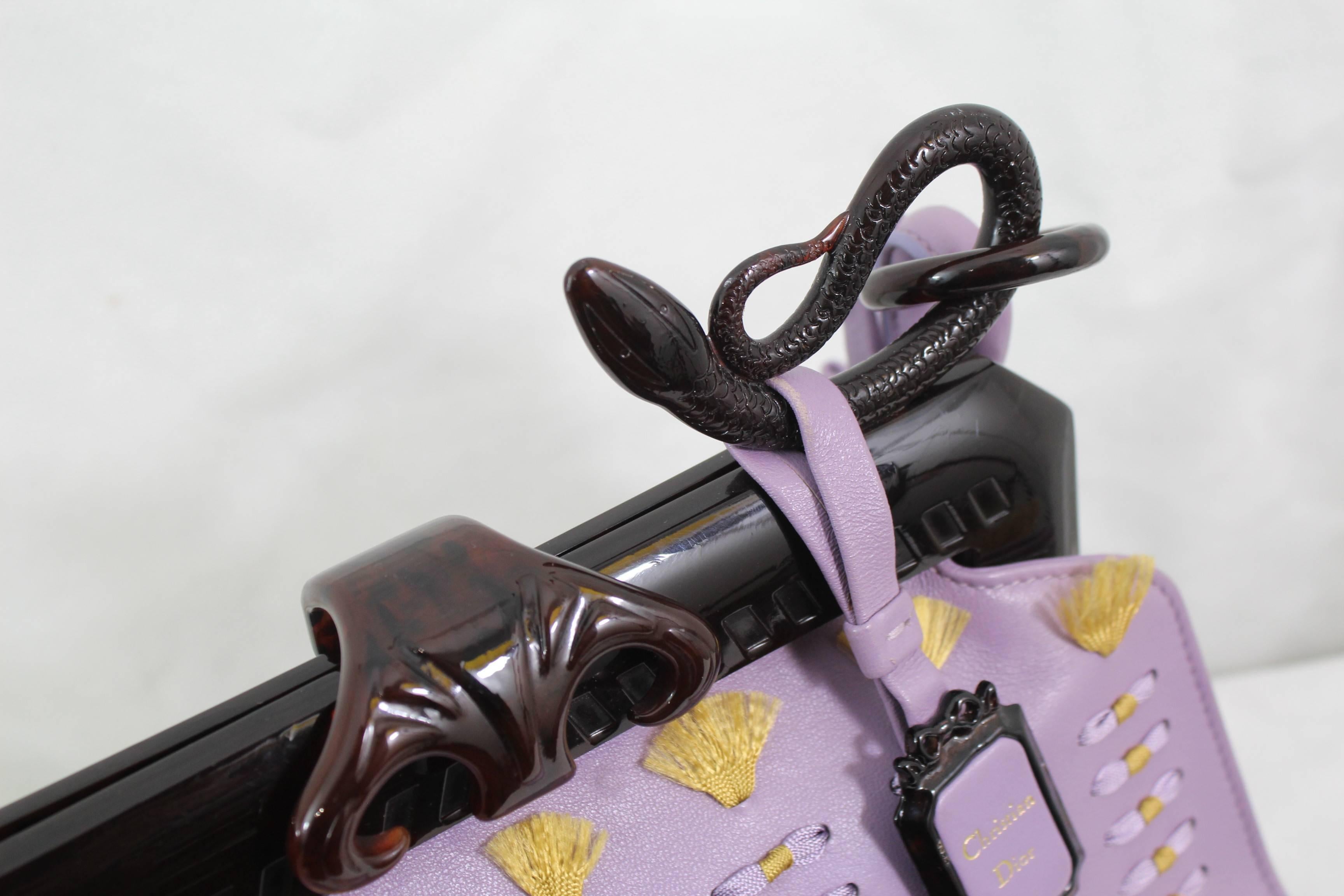 2007 Christian Dior Limited Edition Samourai Clutch in Purple Leather In Excellent Condition In Paris, FR