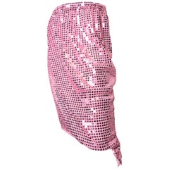2007 Comme des Garcons rosafarbener Paillettenrock mit elastischer Taille