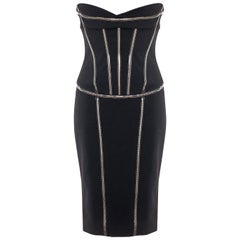 2007 Dolce & Gabbana Vestido corsé negro adornado con cadenas 42 - 6