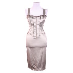 Robe à fermeture éclair argentée prête à être portée Dolce & Gabbana F/W 2007 Gisele Bundchen 40