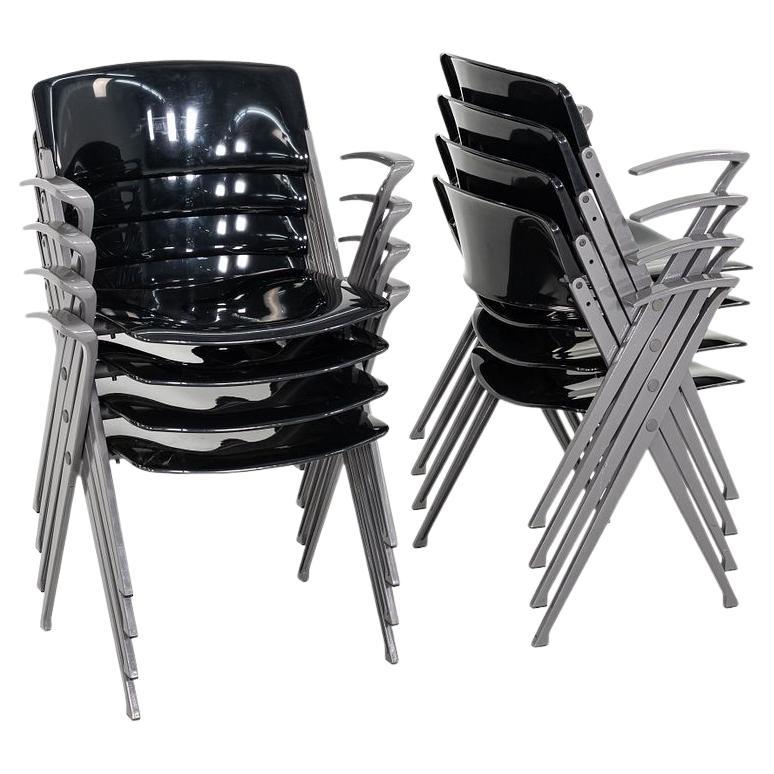 2007 Emilio Ambasz para Knoll Visor Sillón Apilable de Comedor en Negro en venta