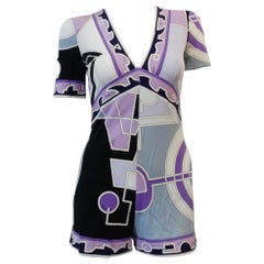 2007 Emilio Pucci Chiave Print Silk Jersey Romper