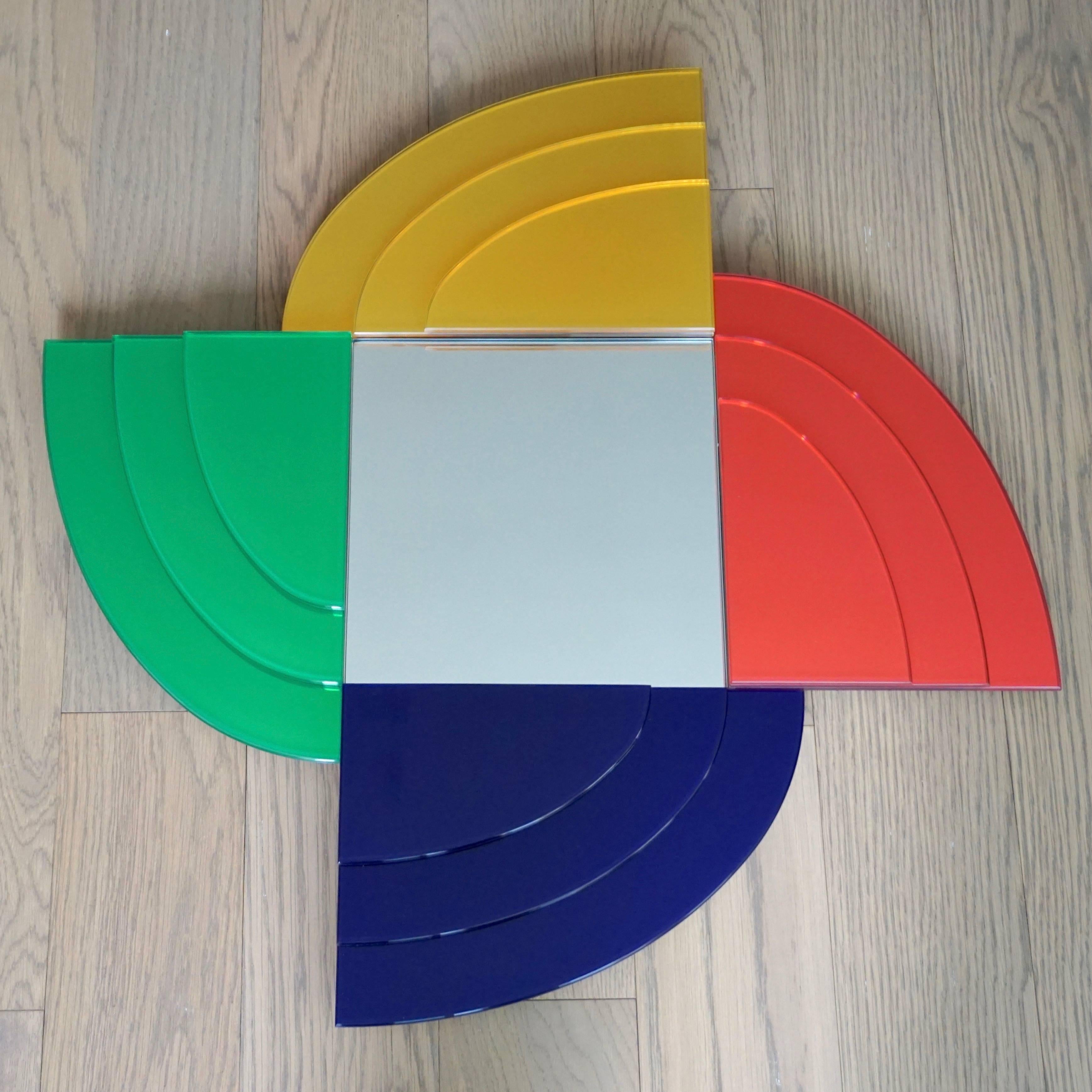 Italian 2007 Sottsass Post-Modernism Mirror in Green Blue Yellow Pink for Glas Italia