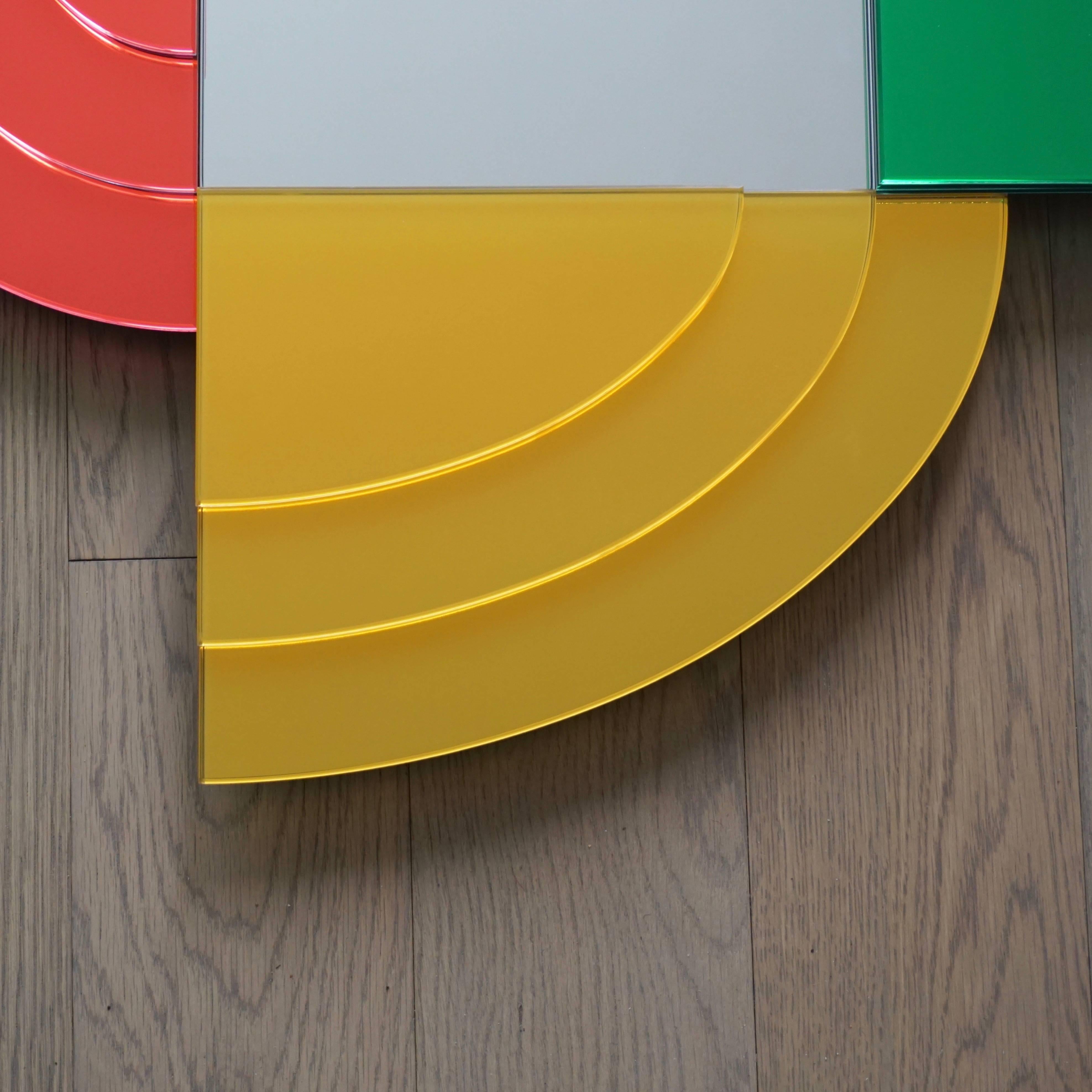 2007 Sottsass Post-Modernism Mirror in Green Blue Yellow Pink for Glas Italia In Excellent Condition In New York, NY