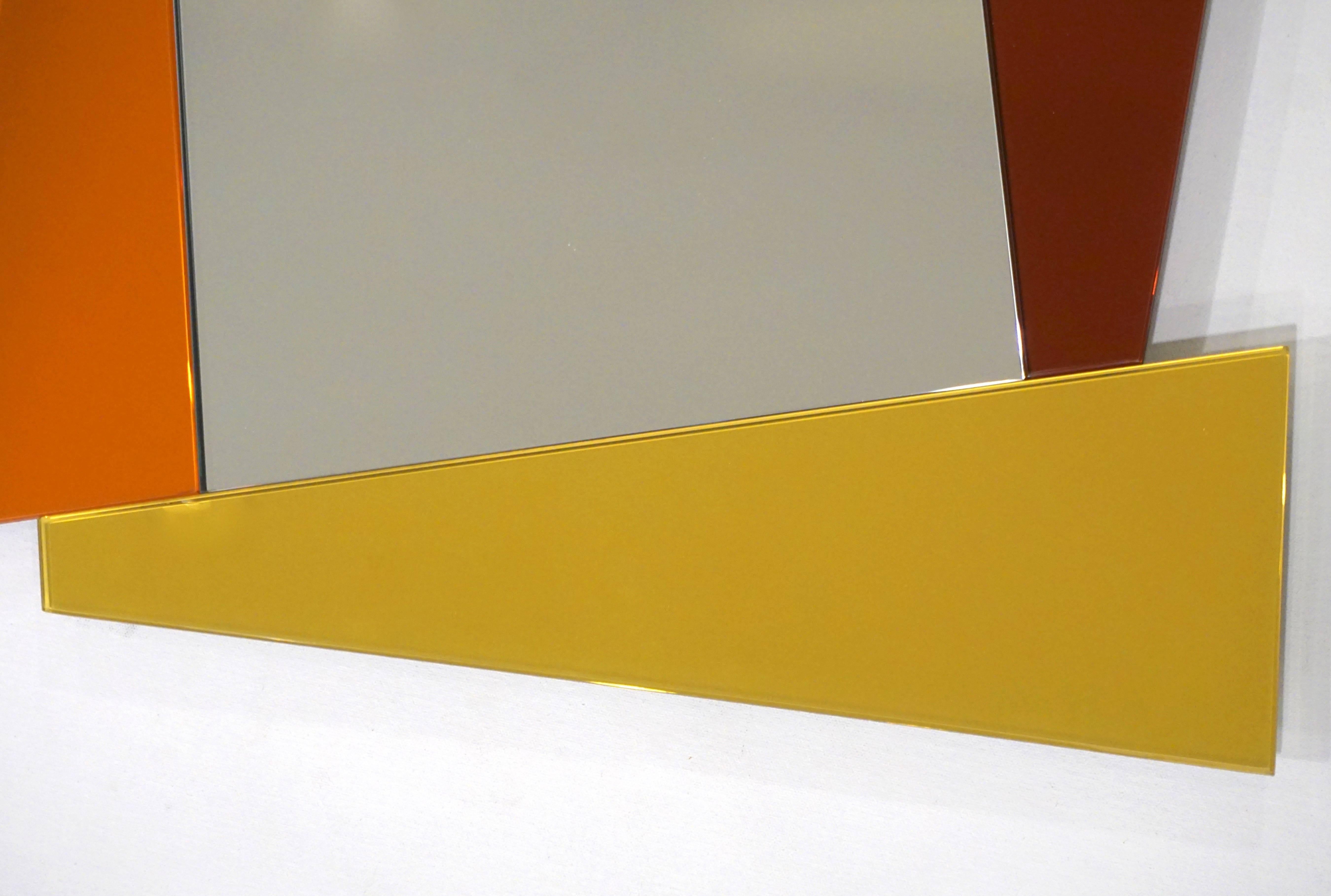 Ettore Sottsass Postmoderner farbiger geometrischer Spiegel für Glas Italia 2007 (Glaskunst) im Angebot