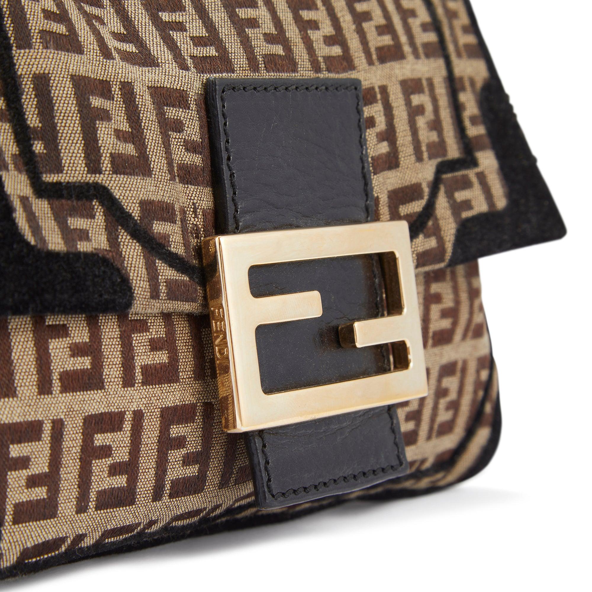Black 2007 Fendi Mini Mamma FF Motif Baguette Bag For Sale