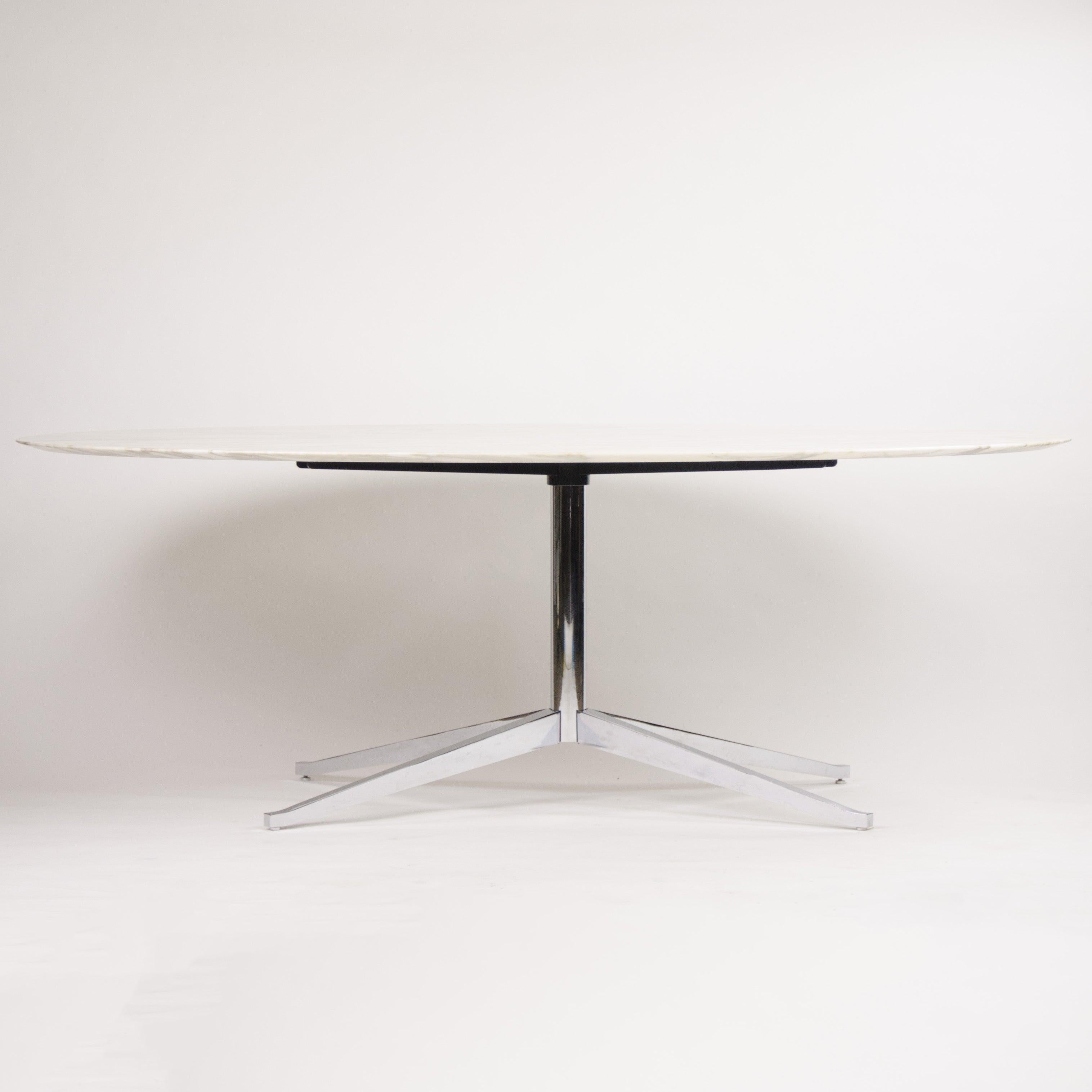 American 2007 Florence Knoll 78 in Calacatta Marble Dining Conference Table 2x Available For Sale