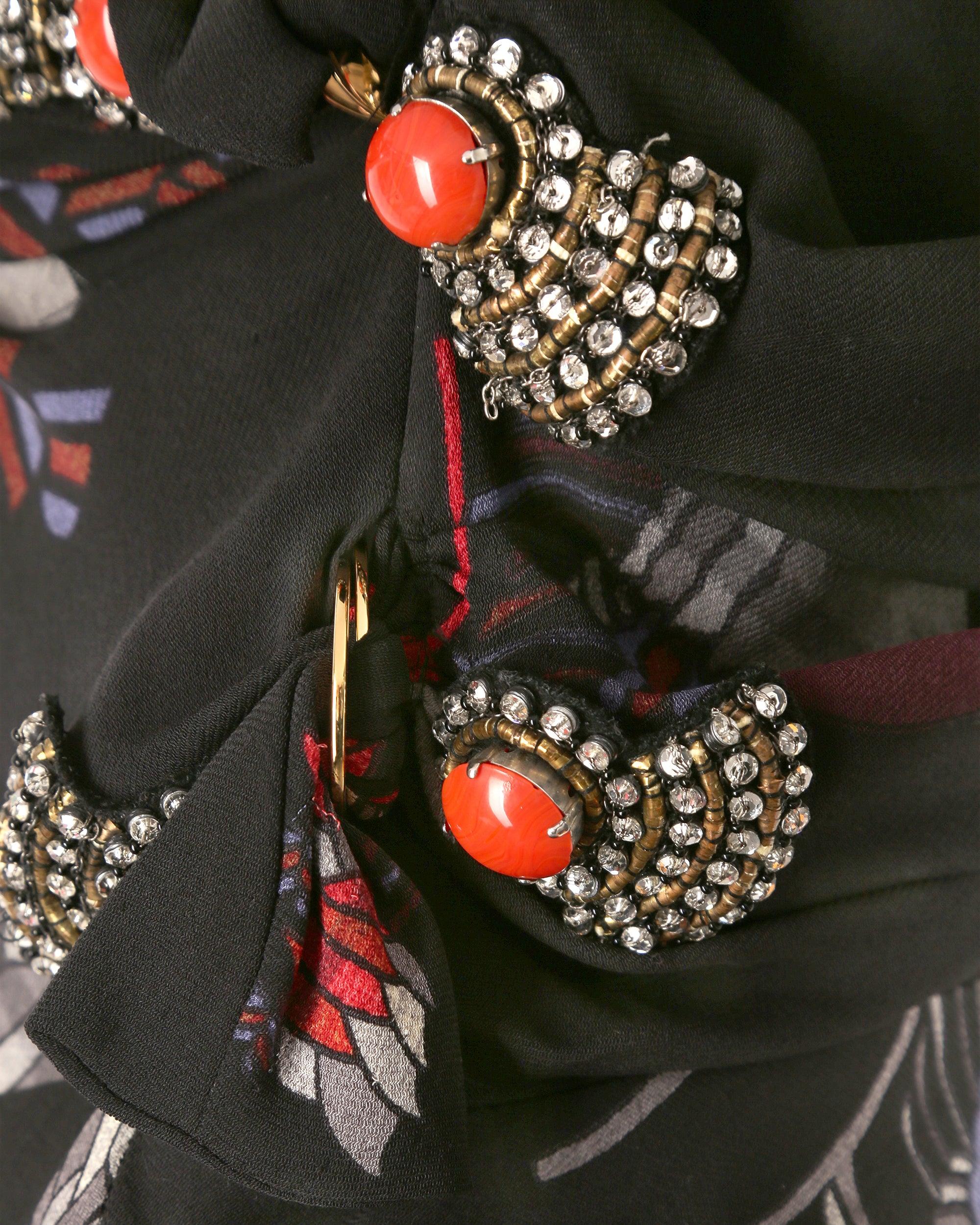 2007 Gucci Runway Art Deco Print Dress with Crystal Appliqué In Excellent Condition For Sale In London, GB