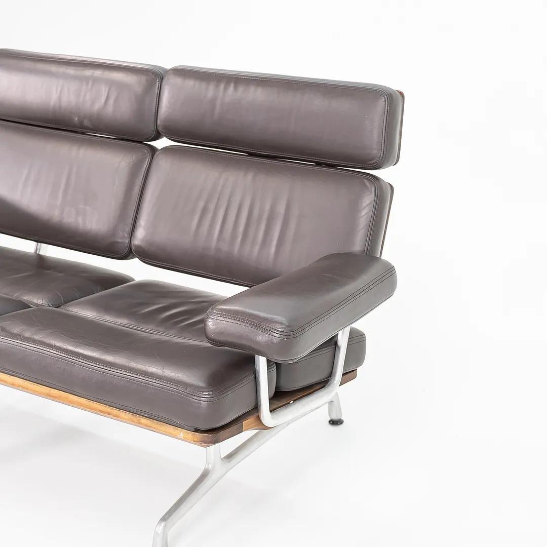 Modern 2007 Herman Miller Eames Two-Seat Sofa in Brown Leather and Walnut, Model ES108 For Sale