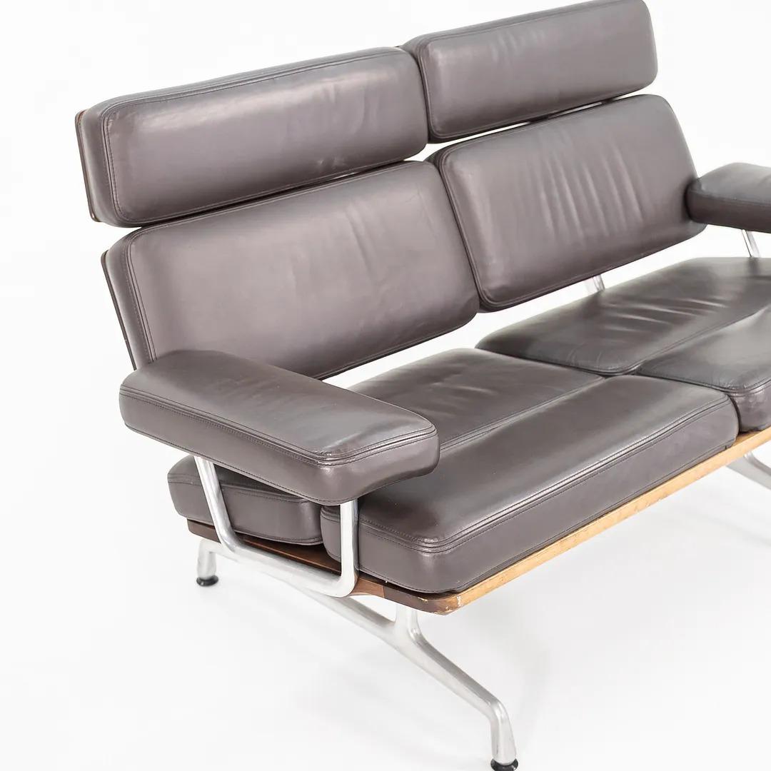 American 2007 Herman Miller Eames Two-Seat Sofa in Brown Leather and Walnut, Model ES108 For Sale