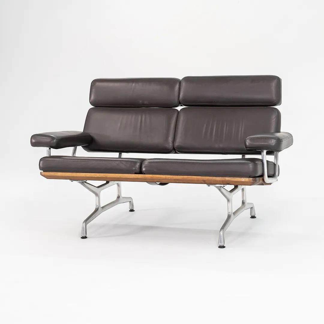 2007 Herman Miller Eames Two-Seat Sofa in Brown Leather and Walnut, Model ES108 For Sale 1