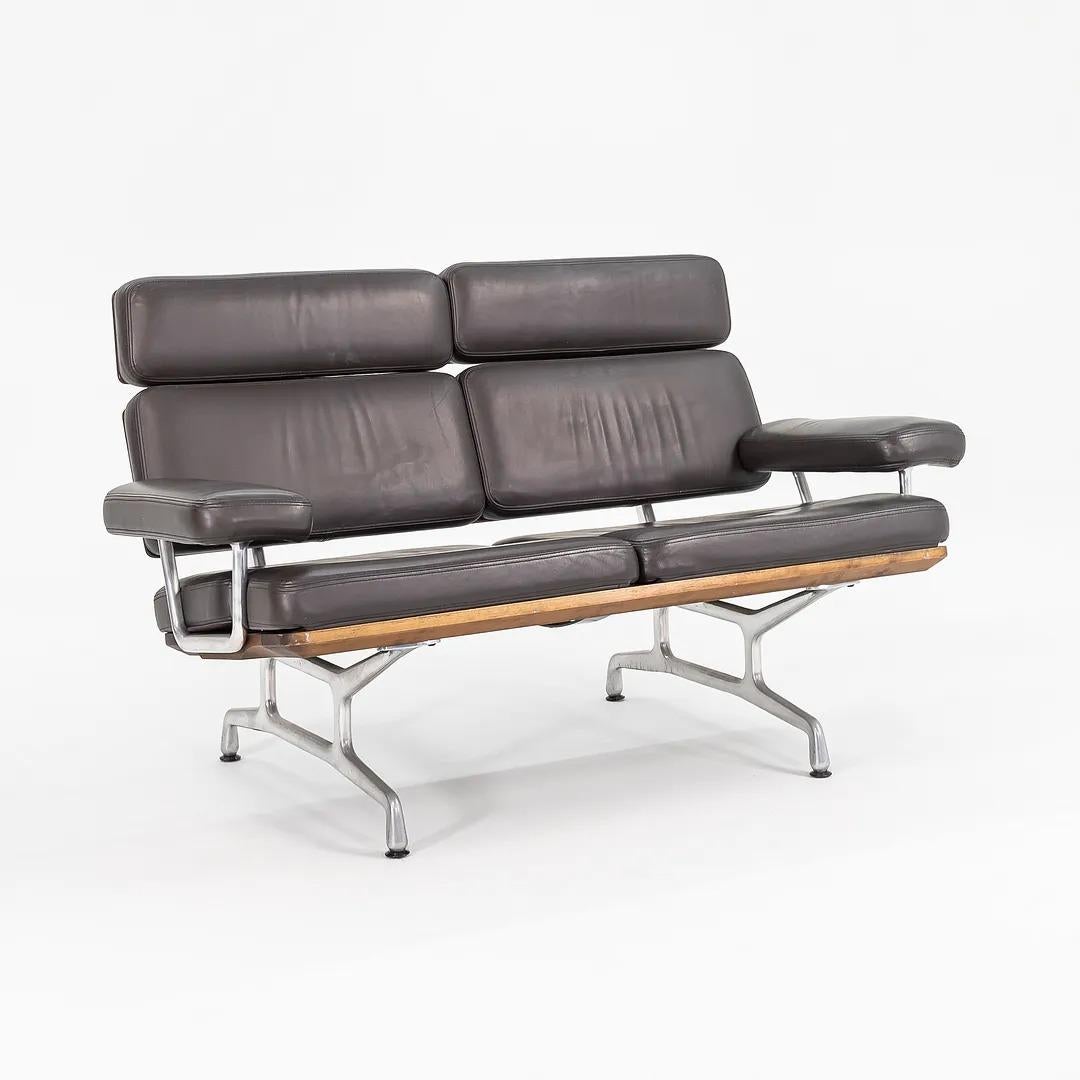 2007 Herman Miller Eames Two-Seat Sofa in Brown Leather and Walnut, Model ES108 For Sale 2