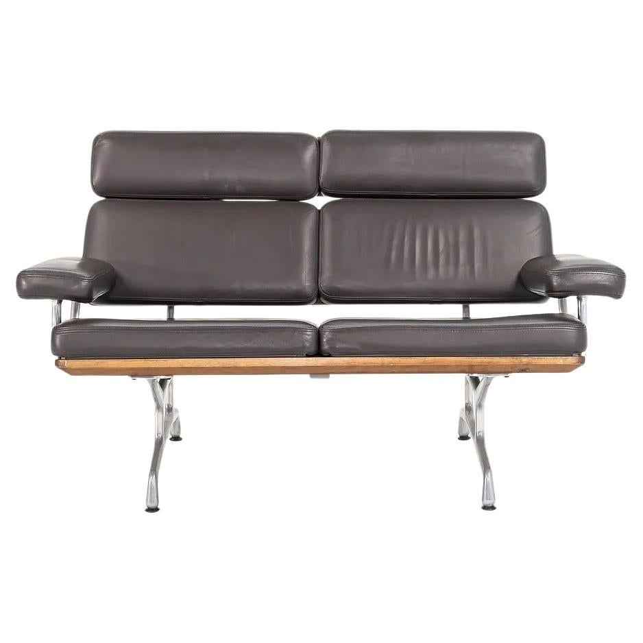 2007 Herman Miller Eames Two-Seat Sofa in Brown Leather and Walnut, Model ES108 For Sale