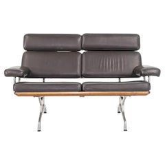 2007 Herman Miller Eames Two-Seat Sofa in Brown Leather and Walnut, Model ES108