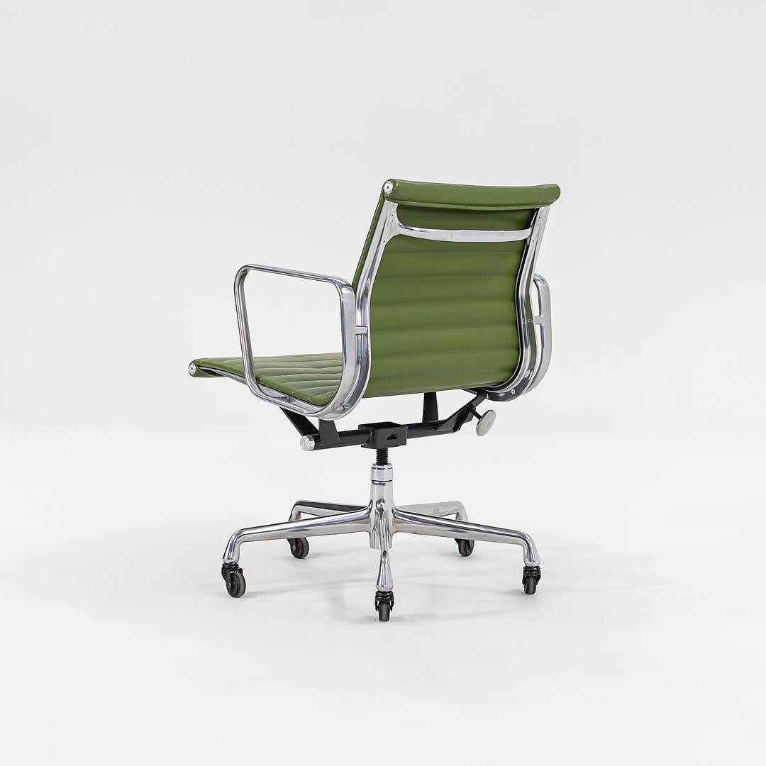 2007 Herman Milles Eames Aluminum Group Management Desk Chairs in Green Leather For Sale 4