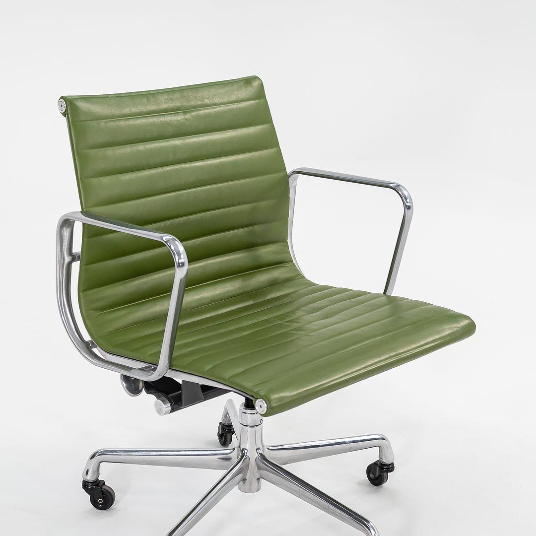 2007 Herman Milles Eames Aluminum Group Management Desk Chairs in Green Leather For Sale 6