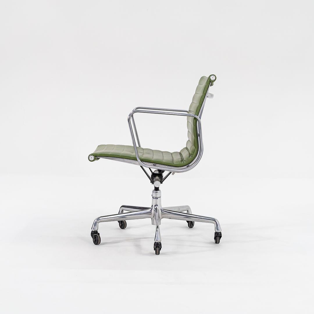 2007 Herman Milles Eames Aluminum Group Management Desk Chairs in Green Leather For Sale 1
