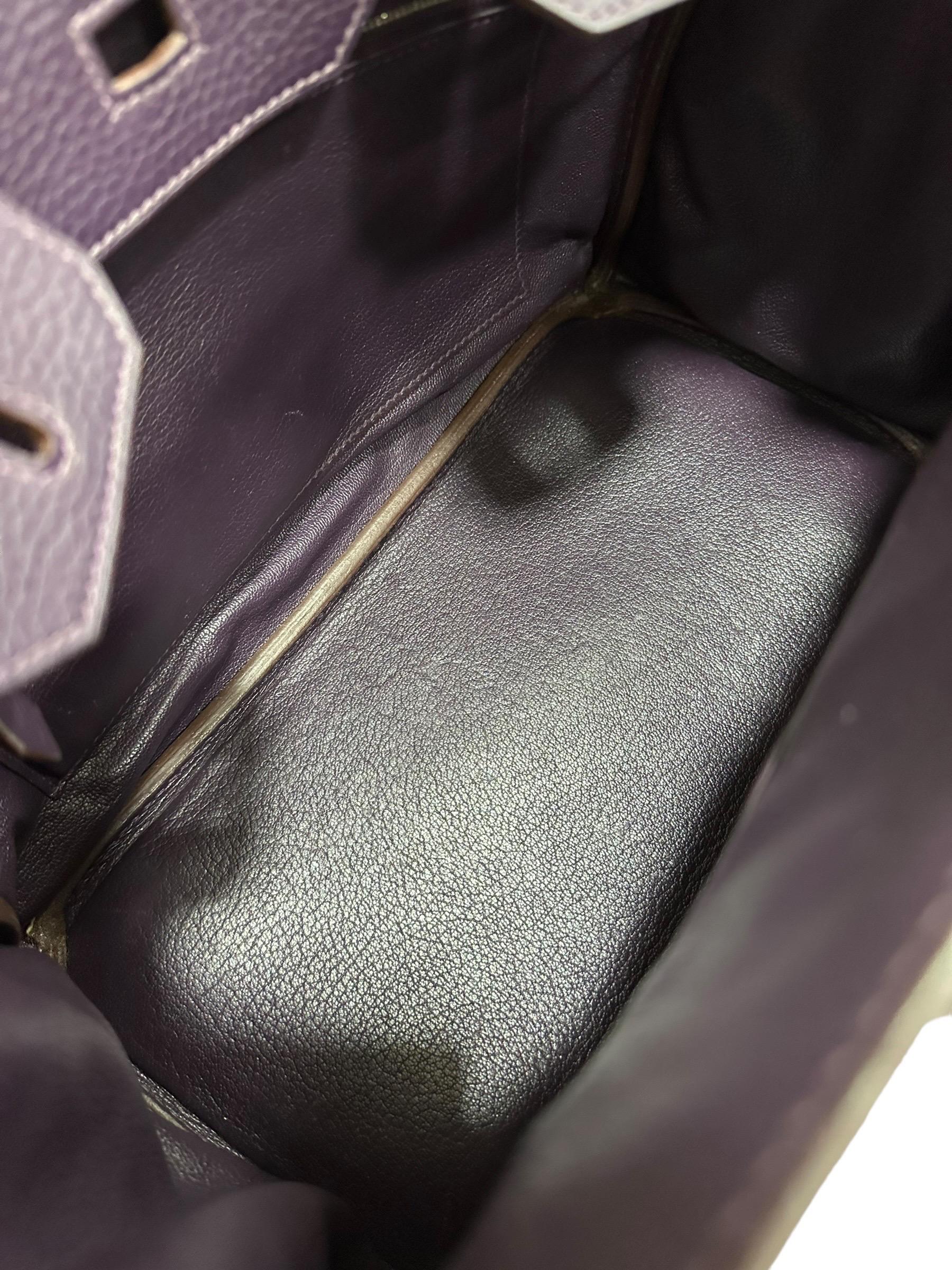 2007 Hermès Birkin 30 Clemence Leather Violet Raisin Top Handle Bag en vente 11