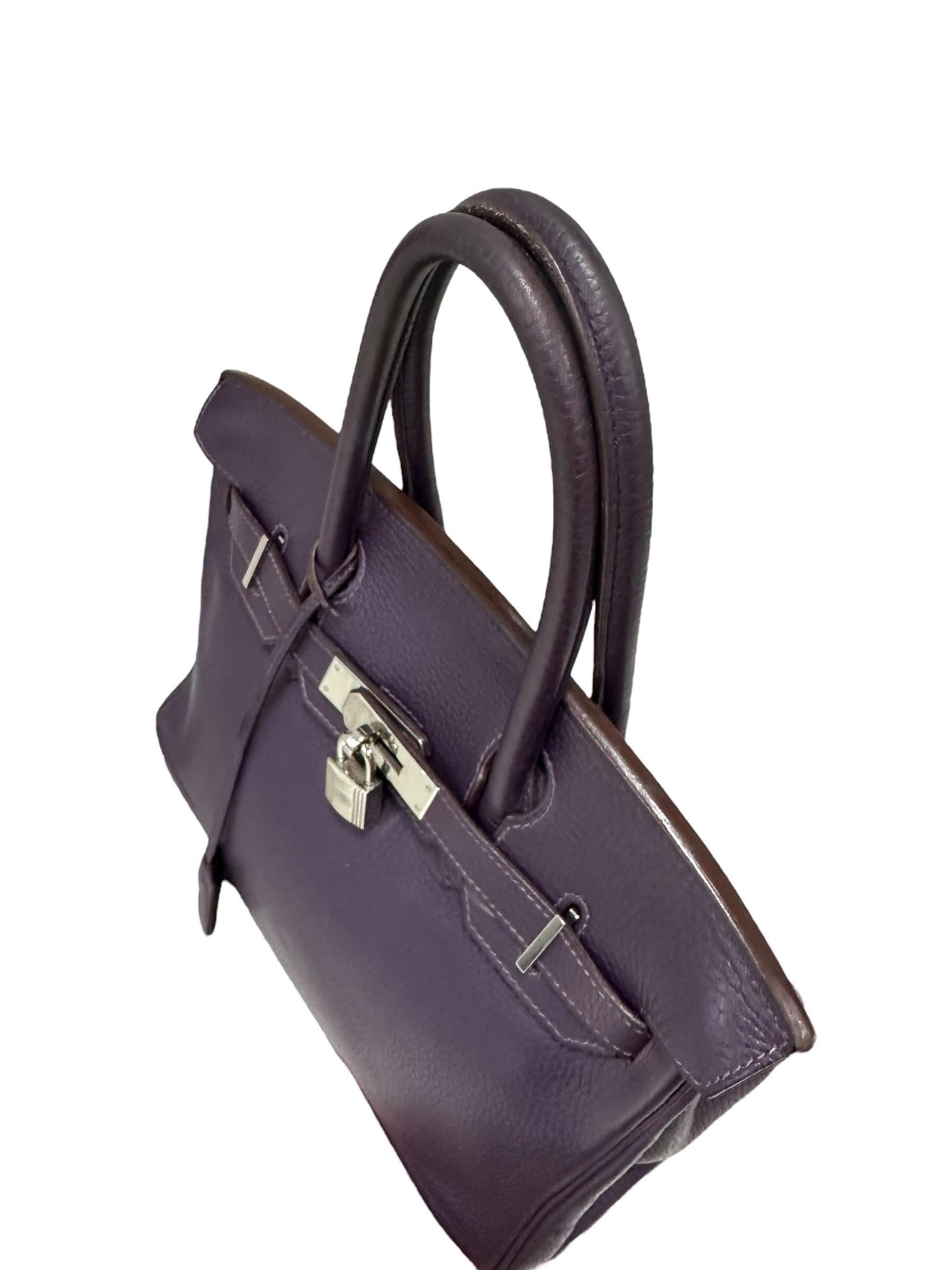 2007 Hermès Birkin 30 Clemence Leather Violet Raisin Top Handle Bag Pour femmes en vente