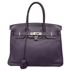 2007 Hermès Birkin 30 Clemence Leather Violet Raisin Top Handle Bag