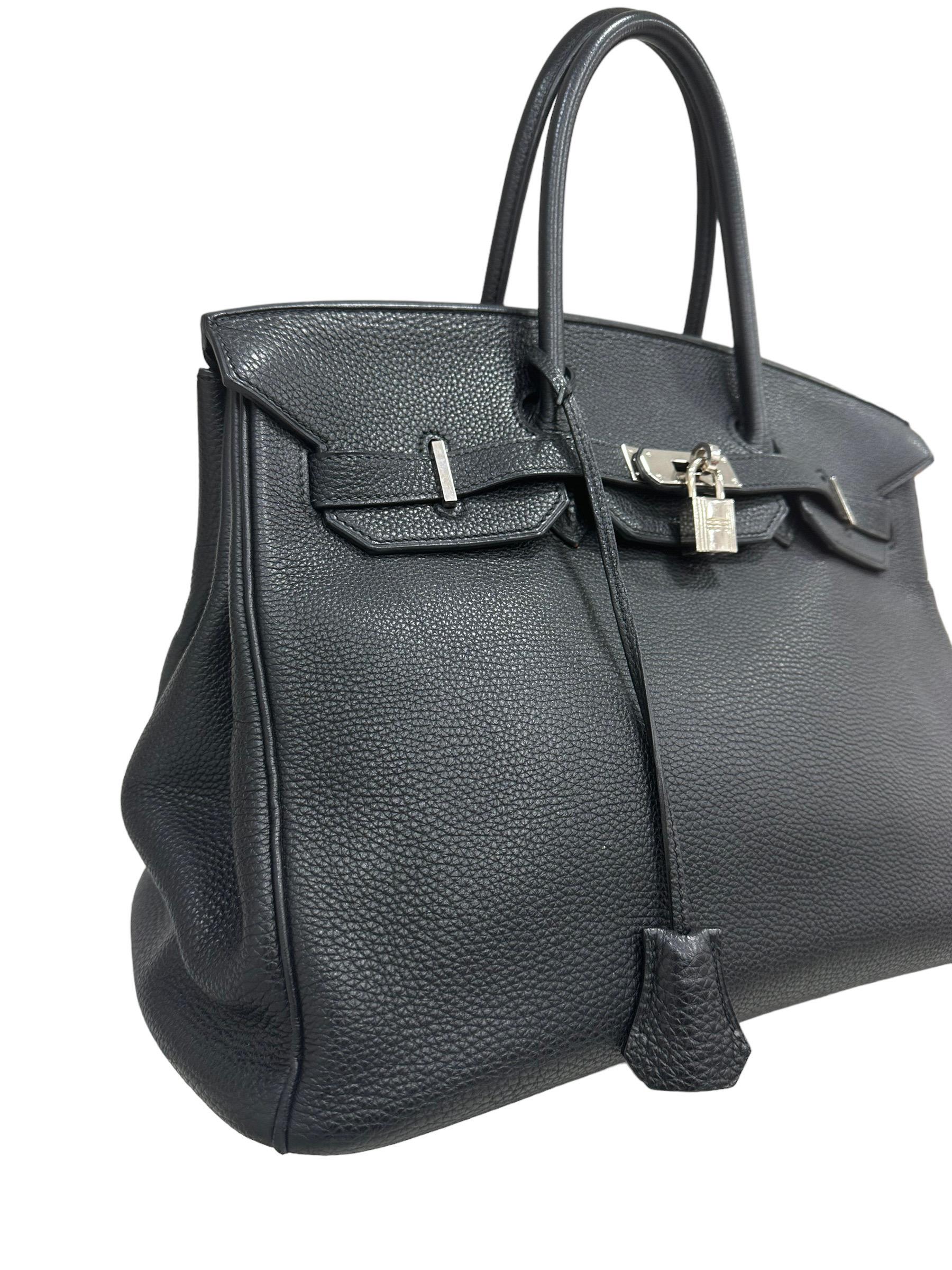 Noir 2007 Hermès Birkin Bag Togo Leather Plomb Top Handle Bag en vente