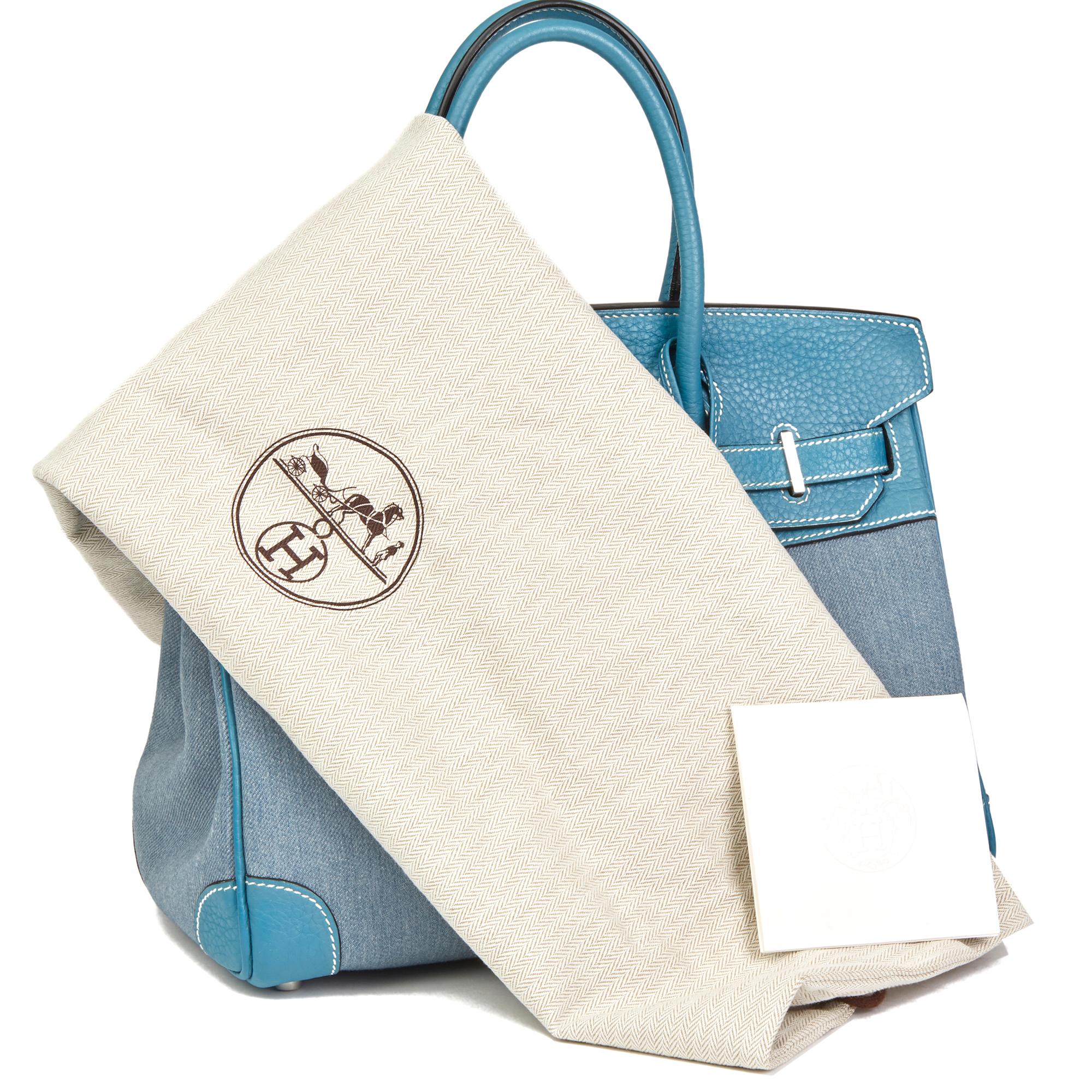 2007 Hermès Blue Jean Clemence Leather & Denim Birkin 30cm 5