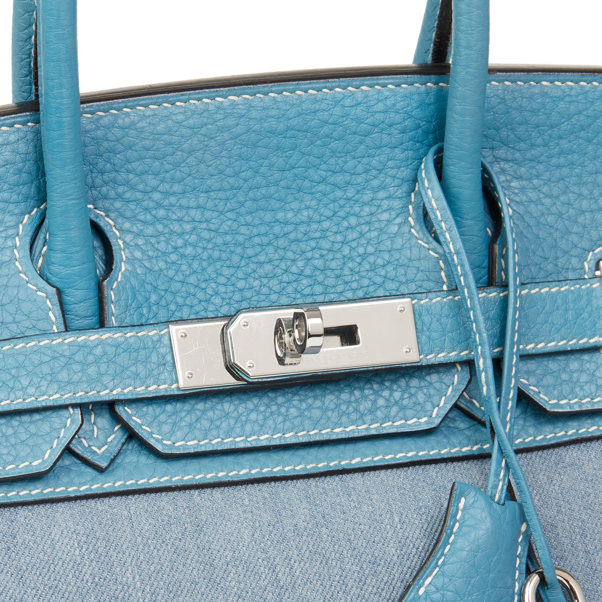 2007 Hermès Blue Jean Clemence Leather & Denim Birkin 30cm 1