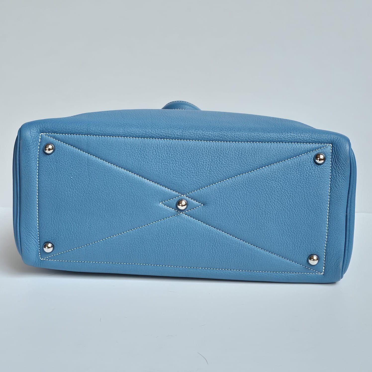 2007 Hermes Blue Jeans Clemence Leather Victoria 35 Bag 8